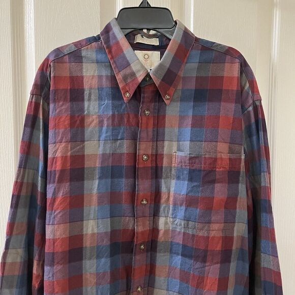 Viyella Plaid Cotton Wool Blend Button Up Shirt Colorful Canada Men's Size Large - Picture 2 of 11